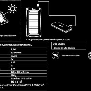 Manual 7,5W portable solar panel